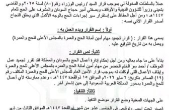 السودان.. قرار مفاجئ بتجميد مهام أمين أمانة الحج والعمرة